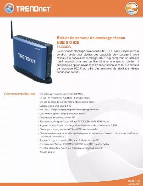 Mode d'emploi TRENDNET TS-I300W