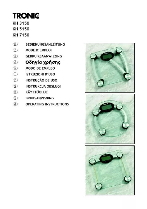 Mode d'emploi TRONIC KH 5150 GLASS BATHROOM SCALE