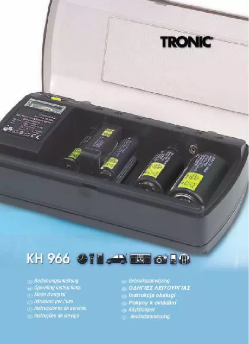Mode d'emploi TRONIC KH 966 UNIVERSAL BATTERY CHARGER