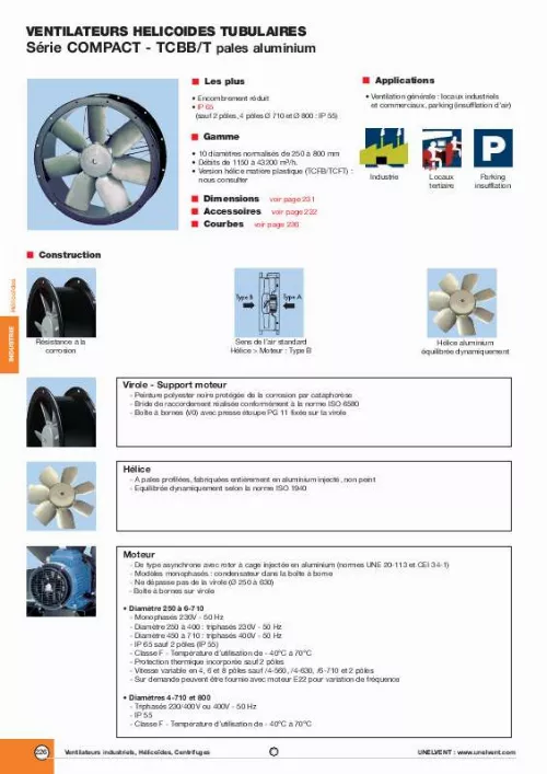 Mode d'emploi UNELVENT COMPACT TCBB/T