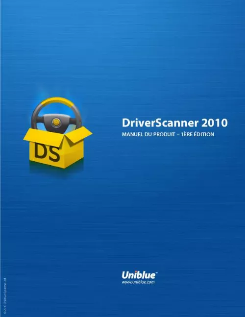 Mode d'emploi UNIBLUE DRIVERSCANNER 2010