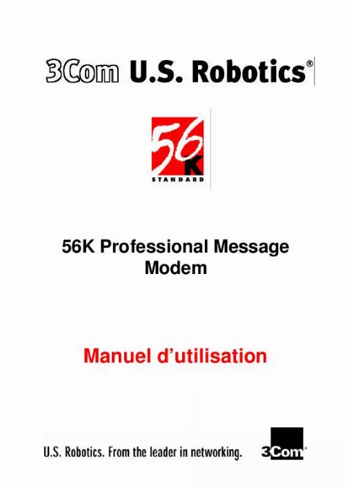 Mode d'emploi US ROBOTICS 56K PROFESSIONAL MESSAGE MODEM