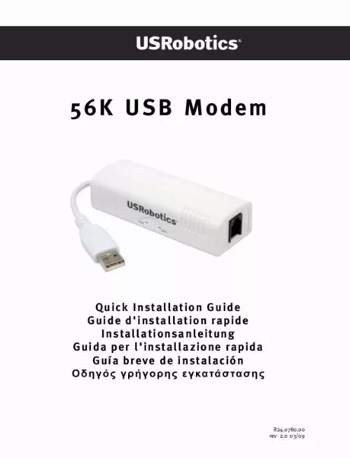 Mode d'emploi US ROBOTICS 56K USB MODEM