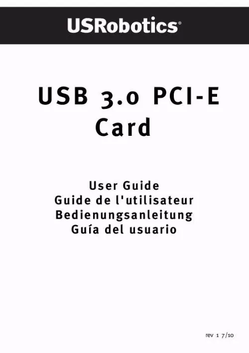 Mode d'emploi US ROBOTICS USB 3.0 PCI-E CARD