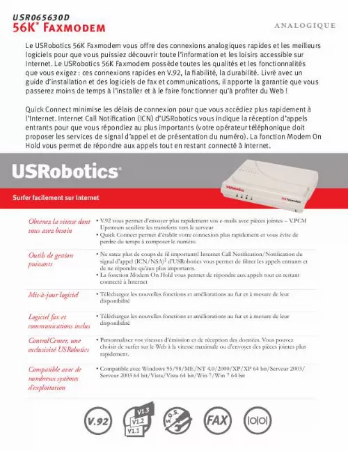 Mode d'emploi US ROBOTICS USR065630D