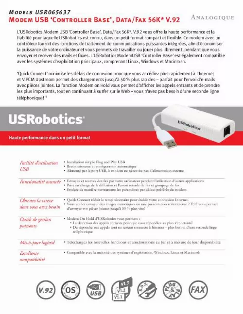 Mode d'emploi US ROBOTICS USR065637