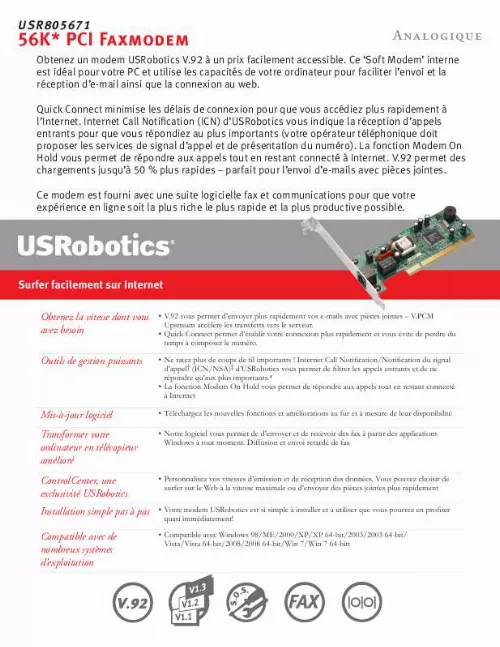 Mode d'emploi US ROBOTICS USR805671