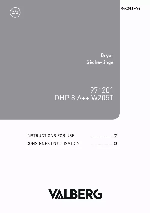 Mode d'emploi VALBERG DHP  A++ W205T