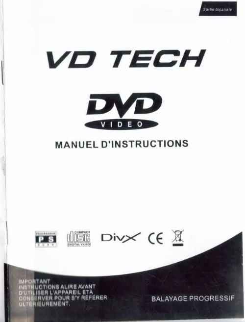 Mode d'emploi VD TECH DVD-602