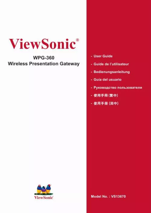 Mode d'emploi VIEWSONIC WPG-360