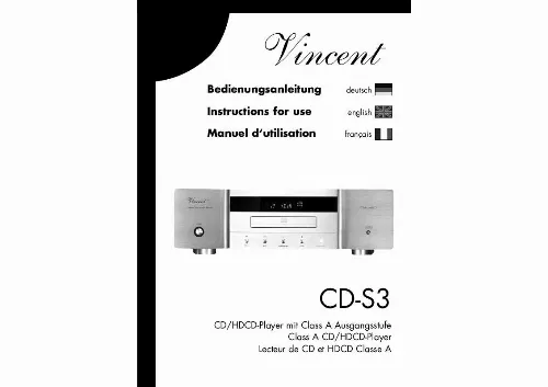 Mode d'emploi VINCENT CD-S3