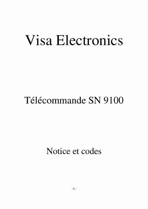 Mode d'emploi VISA ELECTRONICS SN 9100