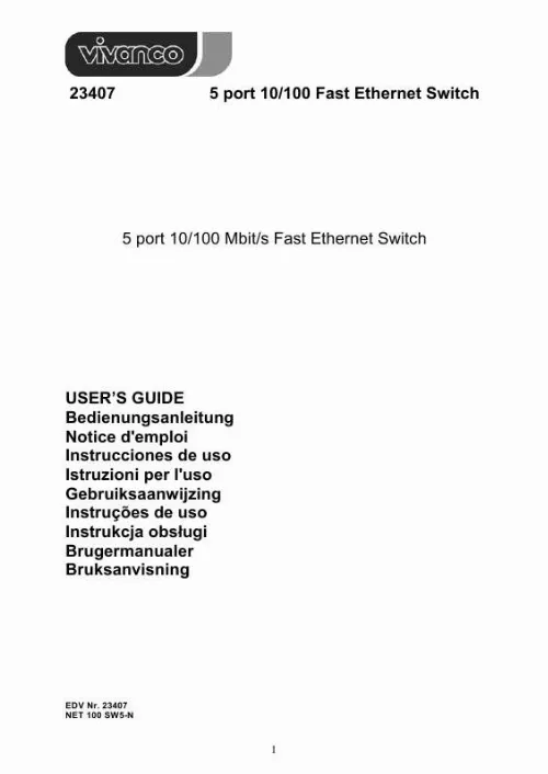 Mode d'emploi VIVANCO 10-100MB FAST ETHERNET SWITCH 5 PORTS