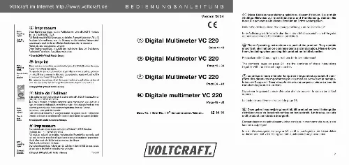 Mode d'emploi VOLTCRAFT VC 220