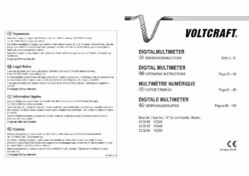 Mode d'emploi VOLTCRAFT VC920