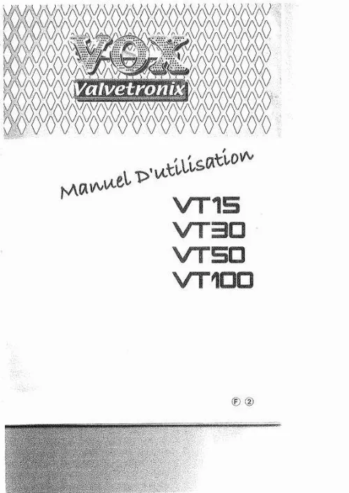 Mode d'emploi VOX VT15