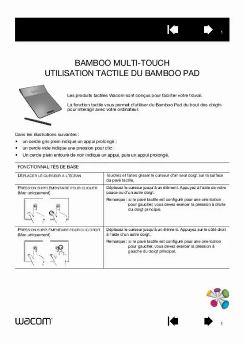 Mode d'emploi WACOM BAMBOO PAD