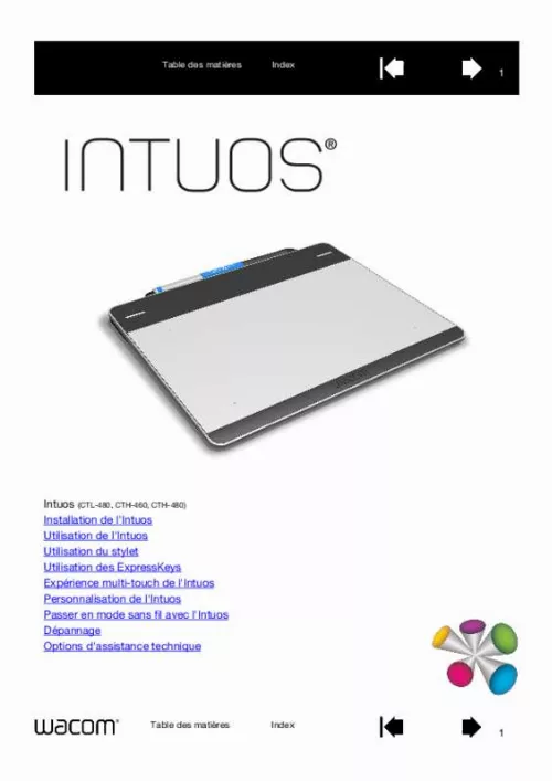 Mode d'emploi WACOM INTUOS 5 TOUCH M