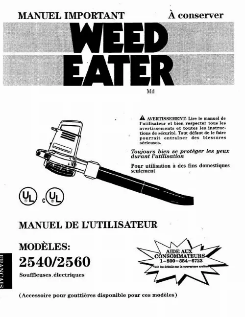 Mode d'emploi WEED EATER 2540 2560