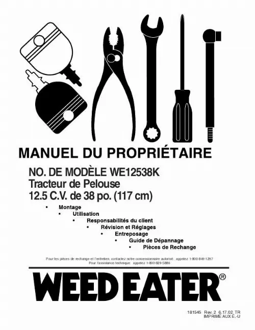 Mode d'emploi WEED EATER WE12538K
