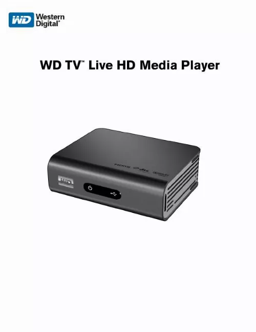 Mode d'emploi WESTERN DIGITAL WD TV LIVE HD MEDIA PLAYER