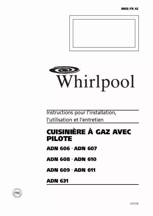 Mode d'emploi WHIRLPOOL ADN 607