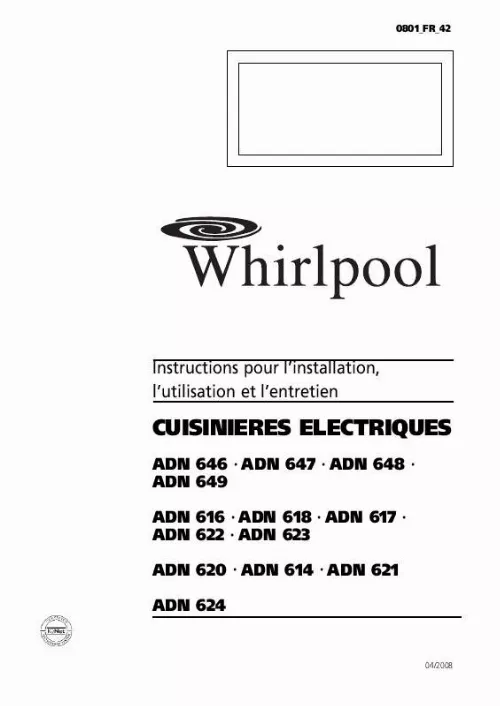 Mode d'emploi WHIRLPOOL ADN 623