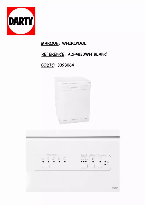 Mode d'emploi WHIRLPOOL ADP4820WH