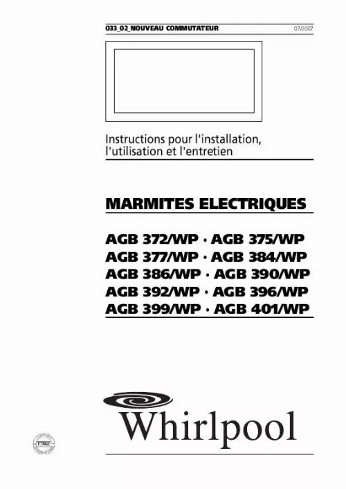 Mode d'emploi WHIRLPOOL AGB 401/WP