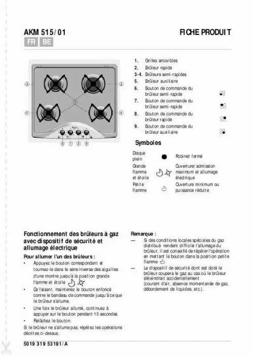 Mode d'emploi WHIRLPOOL AKM 515/NB