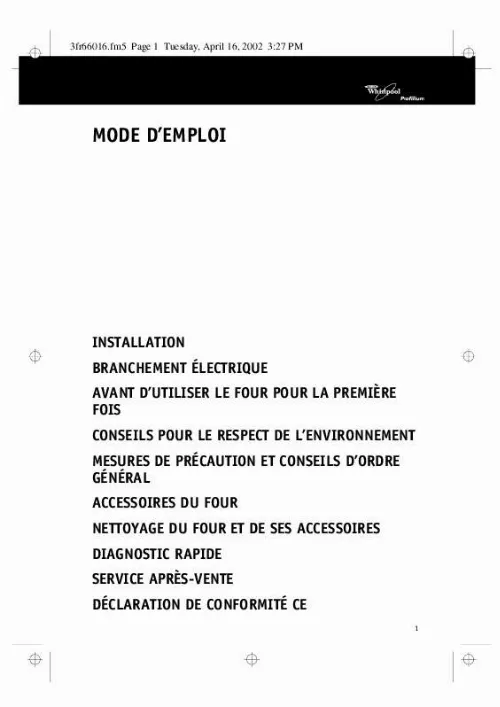 Mode d'emploi WHIRLPOOL AKP 949 WH