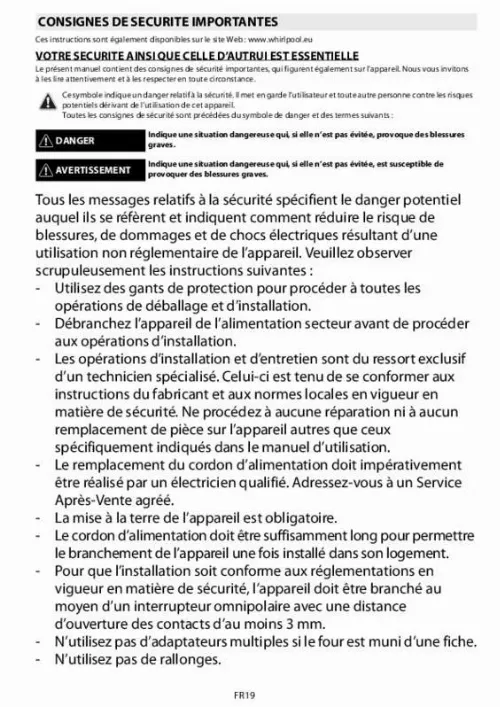 Mode d'emploi WHIRLPOOL AKZ 514 IX