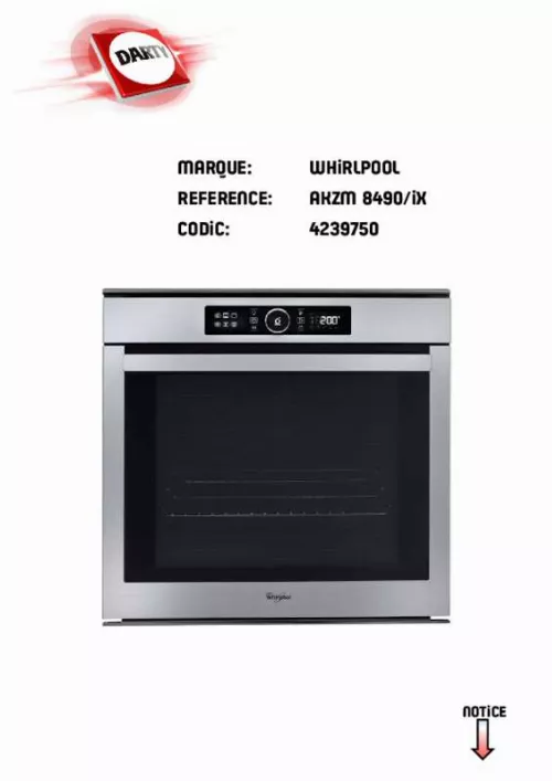 Mode d'emploi WHIRLPOOL AKZM 8490/IX