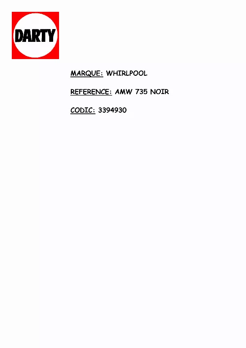 Mode d'emploi WHIRLPOOL AMW 735/SIL