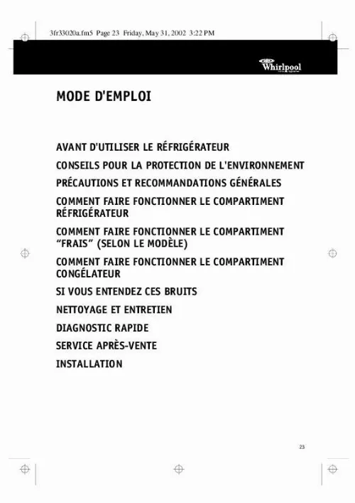 Mode d'emploi WHIRLPOOL ARC 7780