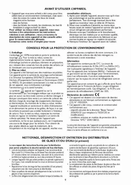 Mode d'emploi WHIRLPOOL ARG 831/A