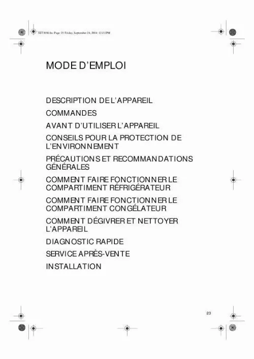 Mode d'emploi WHIRLPOOL ARG 927/3