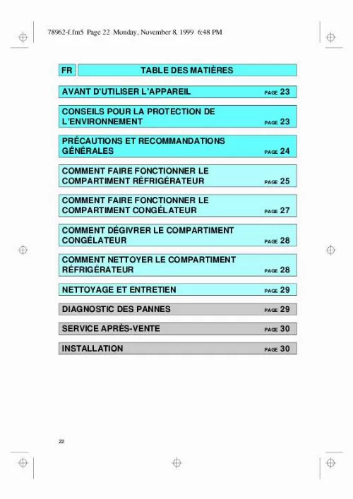 Mode d'emploi WHIRLPOOL ART 469/G/R