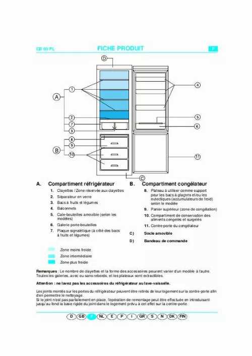 Mode d'emploi WHIRLPOOL ART 836/G/GREY