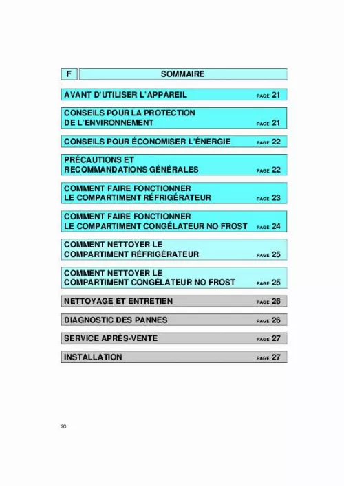 Mode d'emploi WHIRLPOOL ART 975/G/DBLUE