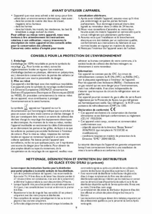 Mode d'emploi WHIRLPOOL ART872A