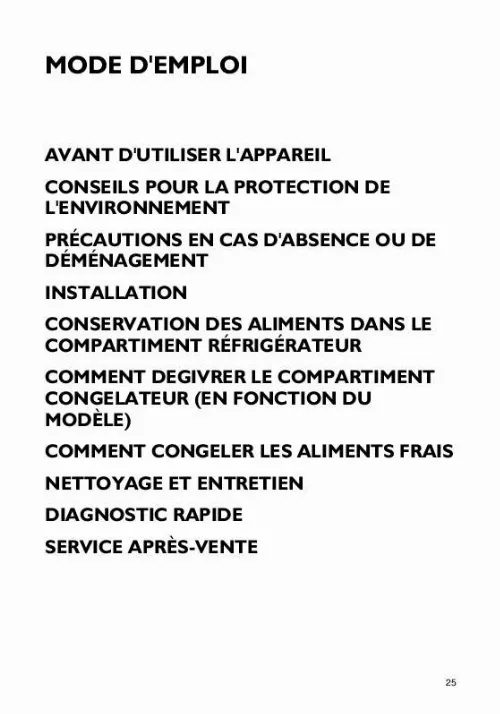 Mode d'emploi WHIRLPOOL ARZ 216/IX