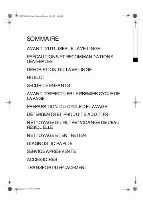 Mode d'emploi WHIRLPOOL AWO/D 8951