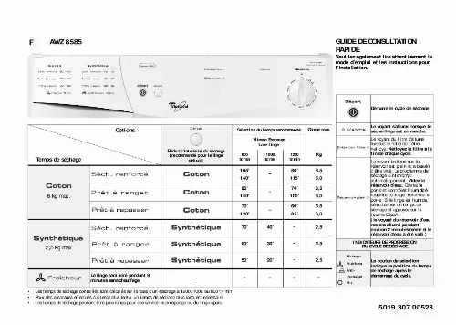 Mode d'emploi WHIRLPOOL AWZ 8585