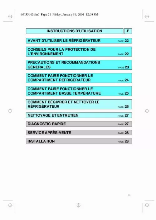 Mode d'emploi WHIRLPOOL CFS 051 S