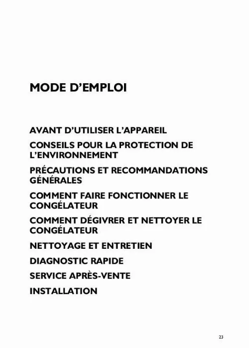 Mode d'emploi WHIRLPOOL CFS NP6 S