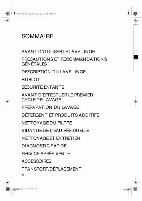 Mode d'emploi WHIRLPOOL EXCELLENCE SILENCE 1600