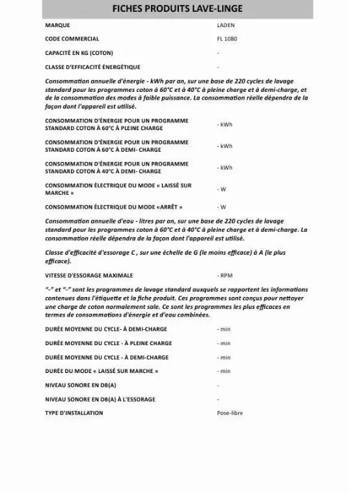 Mode d'emploi WHIRLPOOL FL 1080