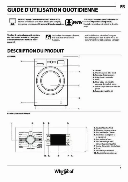 Mode d'emploi WHIRLPOOL FRESHCARE FWFP81484WFR