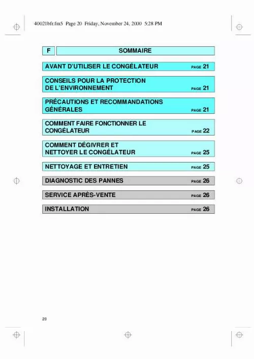 Mode d'emploi WHIRLPOOL FRUL 2003